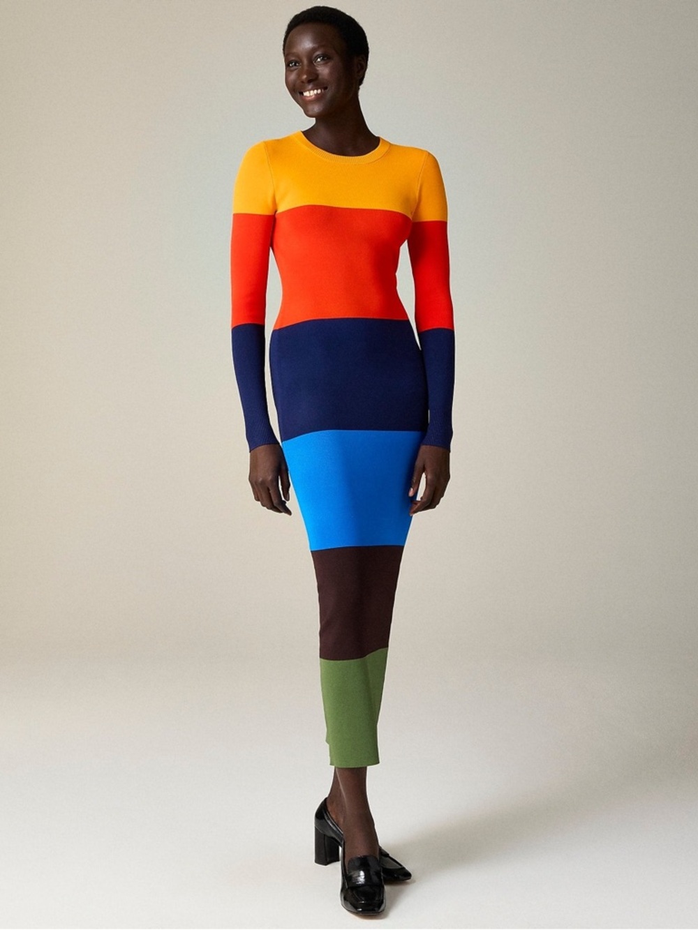 J. Crew x Christopher John Rodgers Multicolor Long Sleeve Colorblock Maxi Dress